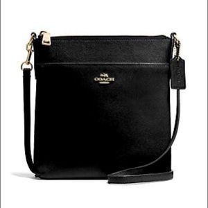 New Authentic Coach Black Leather Crossbody Purse